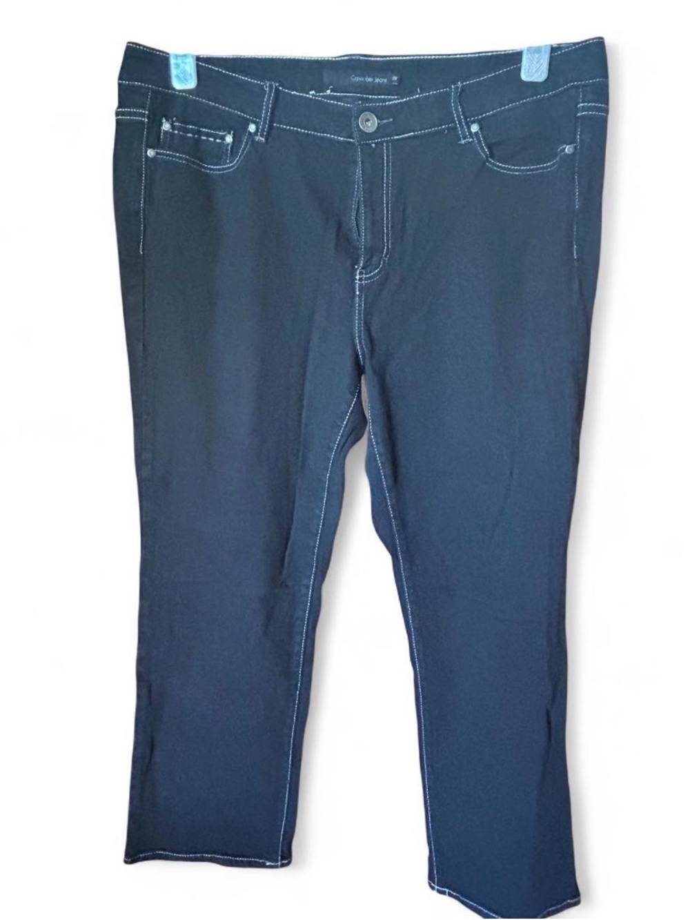 Vintage Calvin Klein Black Stretch bootcut jeans with White Contrast Stitching